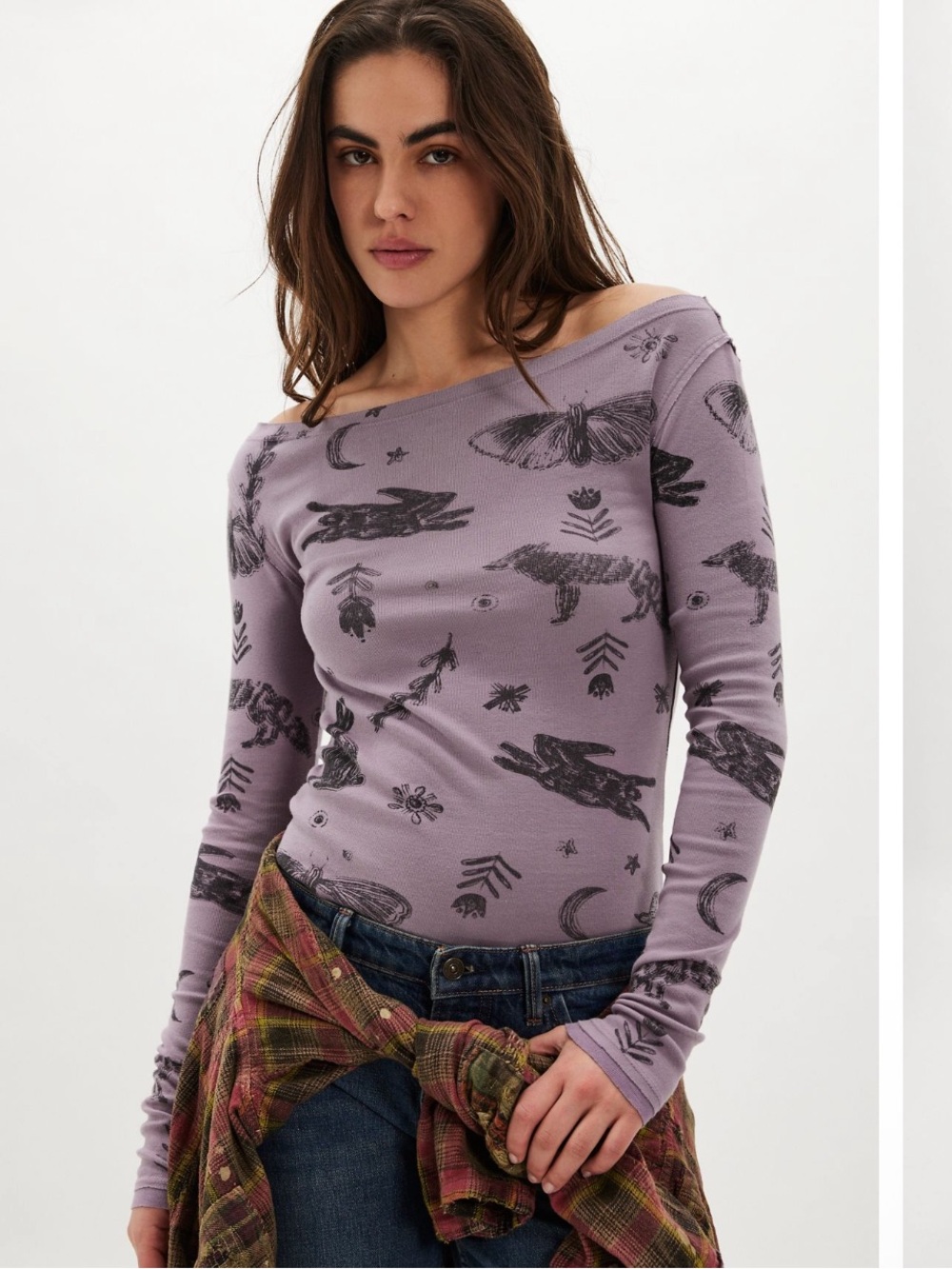Ragabond Studio X Free People Purple Dove Winter Folklore Long Sleeve NWT Size S